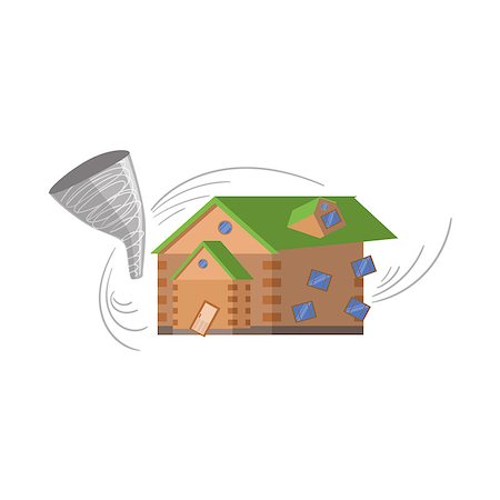 simsearch:400-08654218,k - House And Tornado, Natural Forces Threat Flat Vector Illustration. Insurance Case Clipart Drawing In Childish Cartoon Style. Photographie de stock - Aubaine LD & Abonnement, Code: 400-08709962