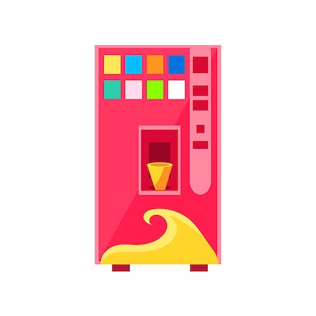 drawing of a supermarket - Sweet Drinks Vending Machine Design In Primitive Bright Cartoon Flat Vector Style Isolated On White Background Stock Photo - Budget Royalty-Free & Subscription, Code: 400-08709998