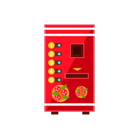 drawing of a supermarket - Pizza Vending Machine Design In Primitive Bright Cartoon Flat Vector Style Isolated On White Background Stock Photo - Budget Royalty-Free & Subscription, Code: 400-08710001