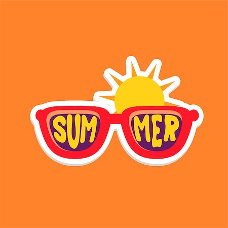 simsearch:400-08507283,k - Pair Of Shades Bright Color Summer Inspired Isolated Sticker With Text Simple Cartoon Childish Flat Vector Design Fotografie stock - Microstock e Abbonamento, Codice: 400-08710056