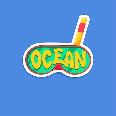 simsearch:400-08507283,k - Snorkeling Mask Bright Color Summer Inspired Isolated Sticker With Text Simple Cartoon Childish Flat Vector Design Fotografie stock - Microstock e Abbonamento, Codice: 400-08710050