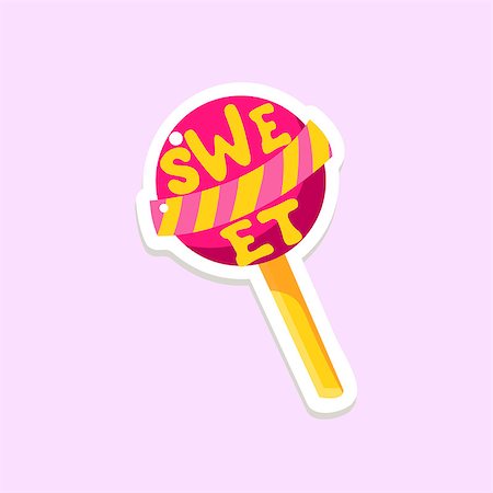 simsearch:400-08507283,k - Lollypop Bright Color Summer Inspired Isolated Sticker With Text Simple Cartoon Childish Flat Vector Design Fotografie stock - Microstock e Abbonamento, Codice: 400-08710067