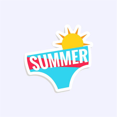 simsearch:400-08712017,k - Male Swimwear Bright Color Summer Inspired Isolated Sticker With Text Simple Cartoon Childish Flat Vector Design Foto de stock - Super Valor sin royalties y Suscripción, Código: 400-08710062