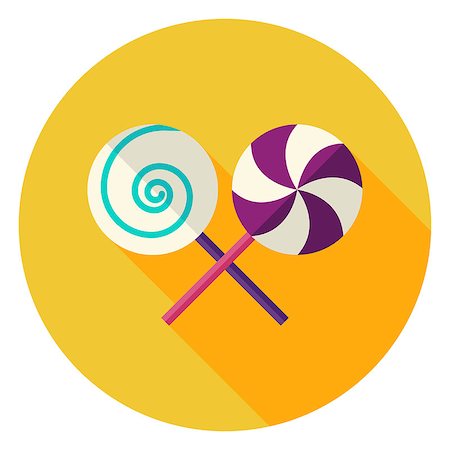 simsearch:400-05918017,k - Lollipop Sweets Circle Icon. Flat Design Vector Illustration with Long Shadow. Trick or Treat Symbol. Stock Photo - Budget Royalty-Free & Subscription, Code: 400-08710104