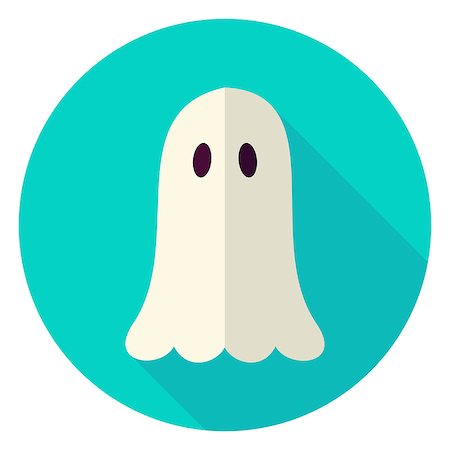 simsearch:400-04255649,k - Scary Ghost Circle Icon. Flat Design Vector Illustration with Long Shadow. Happy Halloween Symbol. Foto de stock - Royalty-Free Super Valor e Assinatura, Número: 400-08710117