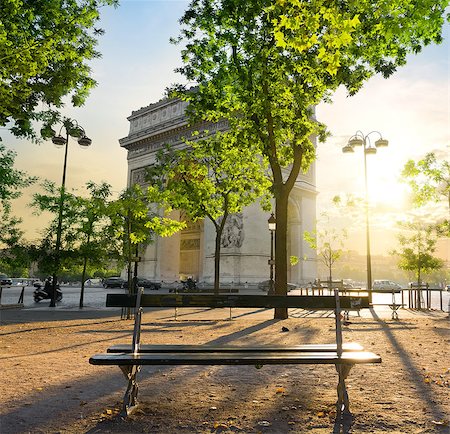 simsearch:400-06139372,k - Arc de Triomphe in Paris at the sunset Stock Photo - Budget Royalty-Free & Subscription, Code: 400-08710136