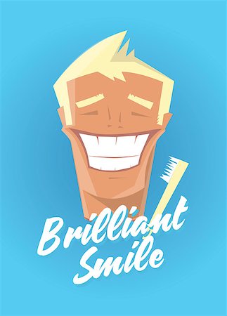 Poster with man smiling. White healthy teeth, toothbrush or toothpaste advertisement. Retro style. Denist service, stomatology. Stock Photo - Budget Royalty-Free & Subscription, Code: 400-08710133