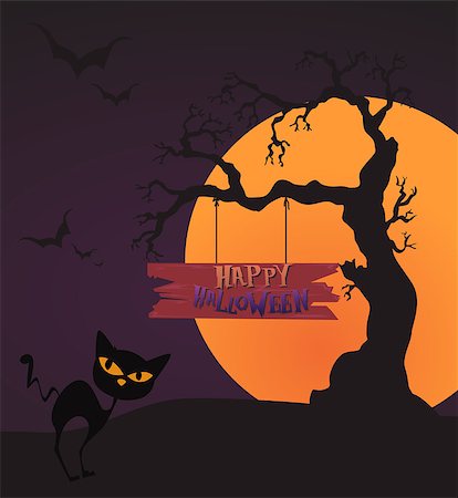 simsearch:400-05307344,k - Happy Halloween Card Template, Mix of Various Spooky Creatures, Moon and tree, Vector Illustration Stock Photo - Budget Royalty-Free & Subscription, Code: 400-08710144