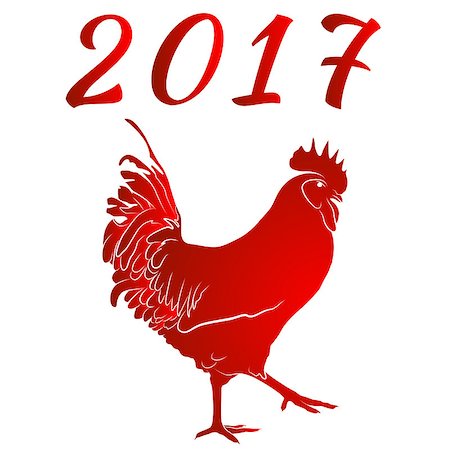 simsearch:400-08833742,k - red cock. Symbol of Chinese New Year. Vector illustration. In full growth. 2017 Stock Photo - Budget Royalty-Free & Subscription, Code: 400-08710205