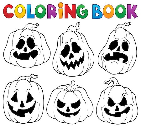 simsearch:400-04236863,k - Coloring book with Halloween pumpkins 1 - eps10 vector illustration. Stock Photo - Budget Royalty-Free & Subscription, Code: 400-08710474