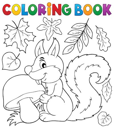 simsearch:400-08710477,k - Coloring book squirrel theme 2 - eps10 vector illustration. Stock Photo - Budget Royalty-Free & Subscription, Code: 400-08710472