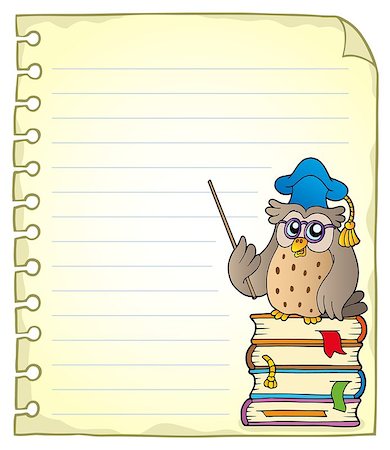 Notebook page with owl teacher 2 - eps10 vector illustration. Stock Photo - Budget Royalty-Free & Subscription, Code: 400-08710494