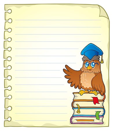 Notebook page with owl teacher 3 - eps10 vector illustration. Stock Photo - Budget Royalty-Free & Subscription, Code: 400-08710495