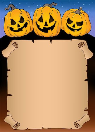 simsearch:400-05686867,k - Parchment with Halloween pumpkins 3 - eps10 vector illustration. Stock Photo - Budget Royalty-Free & Subscription, Code: 400-08710499