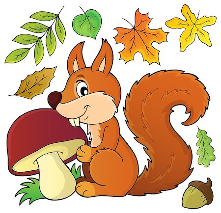 simsearch:400-08258875,k - Squirrel with mushroom theme image 1 - eps10 vector illustration. Stock Photo - Budget Royalty-Free & Subscription, Code: 400-08710502