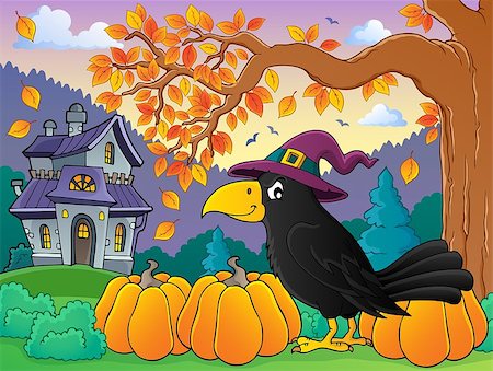 simsearch:400-08710477,k - Witch crow theme image 4 - eps10 vector illustration. Stock Photo - Budget Royalty-Free & Subscription, Code: 400-08710514