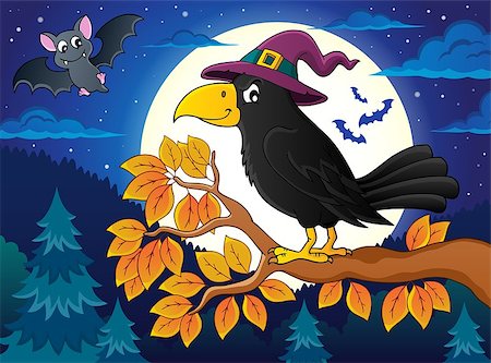 simsearch:400-08710477,k - Witch crow theme image 2 - eps10 vector illustration. Stock Photo - Budget Royalty-Free & Subscription, Code: 400-08710512