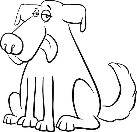 simsearch:400-07754645,k - Black and White Cartoon Illustration of Dog Animal Character Coloring Book Stock Photo - Budget Royalty-Free & Subscription, Code: 400-08710527