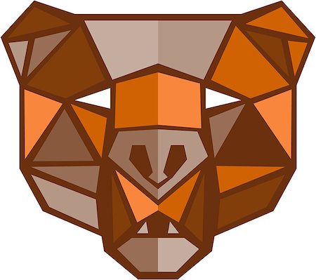 simsearch:400-08653412,k - Low polygon style illustration of a brown bear head viewed from front set on isolated white background. Stock Photo - Budget Royalty-Free & Subscription, Code: 400-08710726