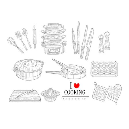squeezer - Cooking Related Clipart Objects Hand Drawn Realistic Detailed Sketch In Classy Simple Pencil Style On White Background Stock Photo - Budget Royalty-Free & Subscription, Code: 400-08711025