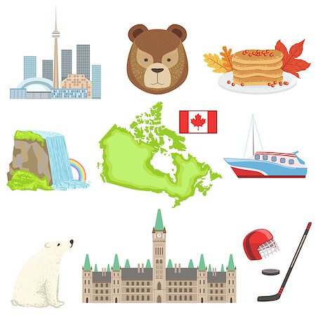 Canadian National Symbols Set Of Items. Isolated Objects Representing Canada On White Background Stock Photo - Budget Royalty-Free & Subscription, Code: 400-08711029