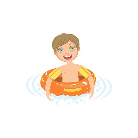simsearch:400-08712017,k - Boy In Water With Round Float Simple Design Illustration In Cute Fun Cartoon Style Isolated On White Background Foto de stock - Super Valor sin royalties y Suscripción, Código: 400-08711078
