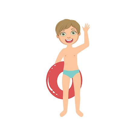 simsearch:400-08712017,k - Boy With Round Float Waving Simple Design Illustration In Cute Fun Cartoon Style Isolated On White Background Foto de stock - Super Valor sin royalties y Suscripción, Código: 400-08711081