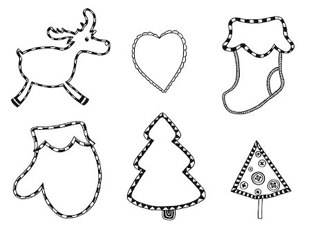 frescomovie (artist) - Monochrome Cute Christmas stickers set. Vector illustration. Isolated on white Stock Photo - Budget Royalty-Free & Subscription, Code: 400-08711143