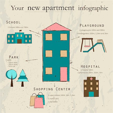 Infographic with information about new apartment. Vector illustration EPS8 Stock Photo - Budget Royalty-Free & Subscription, Code: 400-08711332