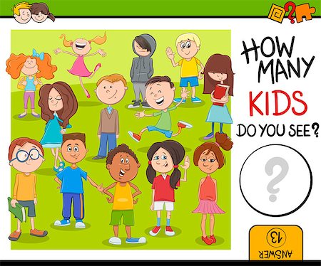 simsearch:400-09092454,k - Cartoon Illustration of Educational Counting or Calculating Task for Children with Kid Characters Crowd Stockbilder - Microstock & Abonnement, Bildnummer: 400-08711473