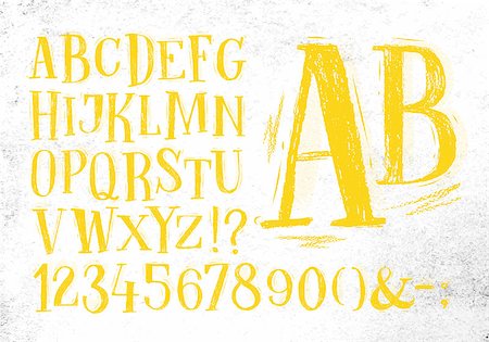 simsearch:400-08495212,k - Font pencil vintage hand drawn alphabet drawing in yellow color on dirty paper background. Photographie de stock - Aubaine LD & Abonnement, Code: 400-08711529