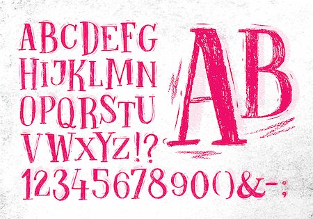 simsearch:400-08495212,k - Font pencil vintage hand drawn alphabet drawing in pink color on dirty paper background. Photographie de stock - Aubaine LD & Abonnement, Code: 400-08711530