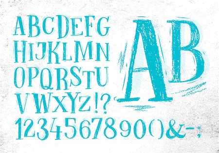 simsearch:400-08495211,k - Font pencil vintage hand drawn alphabet drawing in blue color on dirty paper background. Photographie de stock - Aubaine LD & Abonnement, Code: 400-08711533