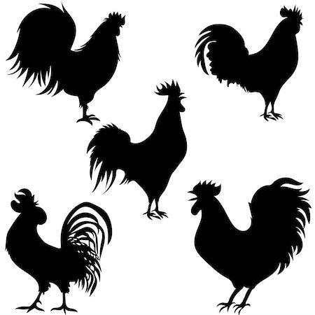 fighting roosters - rooster silhouettes on the white background, vector illustration Stock Photo - Budget Royalty-Free & Subscription, Code: 400-08711570