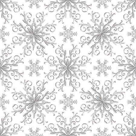 simsearch:400-07061067,k - Christmas pattern with vintage silver gradient snowflakes. Without background, vector Foto de stock - Super Valor sin royalties y Suscripción, Código: 400-08711601