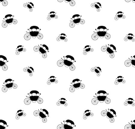 Black and White Cinderella Fairytale carriage. Seamless Pattern. Vector Illustration. EPS10 Stock Photo - Budget Royalty-Free & Subscription, Code: 400-08711620