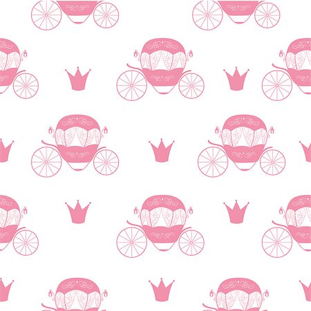 simsearch:400-04910650,k - Princess Cinderella Fairytale Carriage. Seamless Pattern Background. Vector Illustration. EPS10 Foto de stock - Super Valor sin royalties y Suscripción, Código: 400-08711685