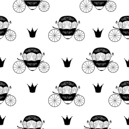 royal carriage - Princess Cinderella Fairytale Carriage. Seamless Pattern Background. Vector Illustration. EPS10 Stock Photo - Budget Royalty-Free & Subscription, Code: 400-08711686