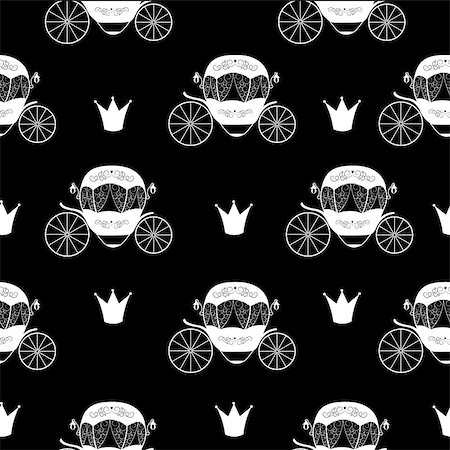 simsearch:400-04910650,k - Princess Cinderella Fairytale Carriage. Seamless Pattern Background. Vector Illustration. EPS10 Foto de stock - Super Valor sin royalties y Suscripción, Código: 400-08711681