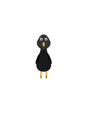 simsearch:400-06423262,k - Blackbird illustration as a funny character. Wild small bird with black feathers. Small cartoon creature, isolated object in flat design on white background. Photographie de stock - Aubaine LD & Abonnement, Code: 400-08711724