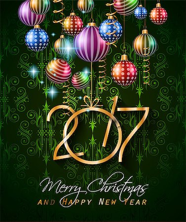 2017 Happy New Year Background for your Seasonal Flyers and Greetings Card. Photographie de stock - Aubaine LD & Abonnement, Code: 400-08711740