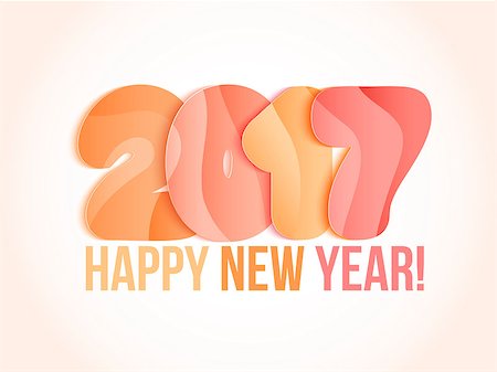 simsearch:400-08318552,k - New Year 2017 greeting card. Vector illustration. Orange, yellow, pink numbers on white background. Stock Photo - Budget Royalty-Free & Subscription, Code: 400-08711750