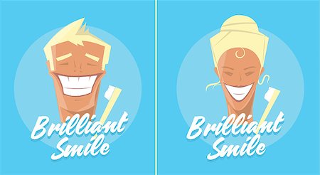 Poster with man smiling. White healthy teeth, toothbrush or toothpaste advertisement. Retro style. Denist service, stomatology. Stock Photo - Budget Royalty-Free & Subscription, Code: 400-08711907