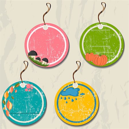 simsearch:400-07576337,k - Set of 4 retro autumn tags. Vector illustration EPS8 Photographie de stock - Aubaine LD & Abonnement, Code: 400-08711936