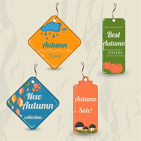 simsearch:400-06325568,k - Set of 4 retro autumn tags. Vector illustration eps10 Stockbilder - Microstock & Abonnement, Bildnummer: 400-08711938