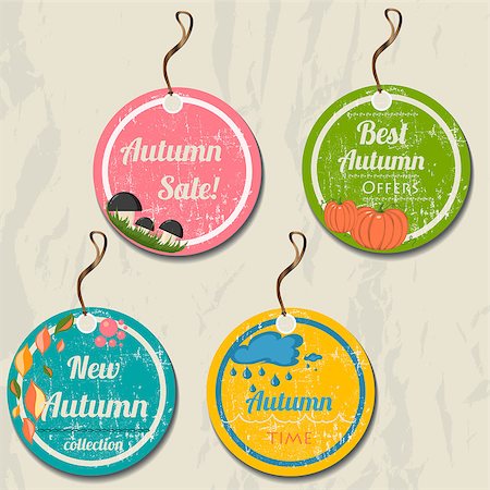 simsearch:400-06325568,k - Set of 4 retro autumn tags. Vector illustration EPS8 Stockbilder - Microstock & Abonnement, Bildnummer: 400-08711932