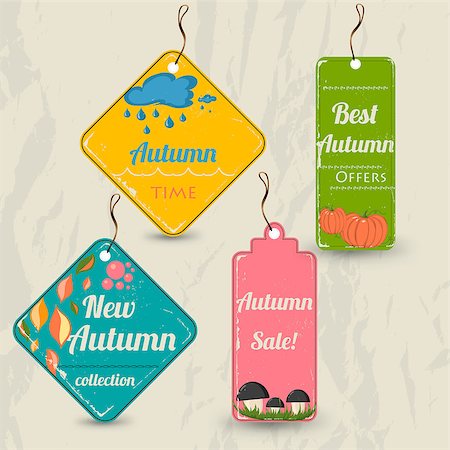 simsearch:400-05919545,k - Set of 4 retro autumn tags. Vector illustration eps10 Stock Photo - Budget Royalty-Free & Subscription, Code: 400-08711933
