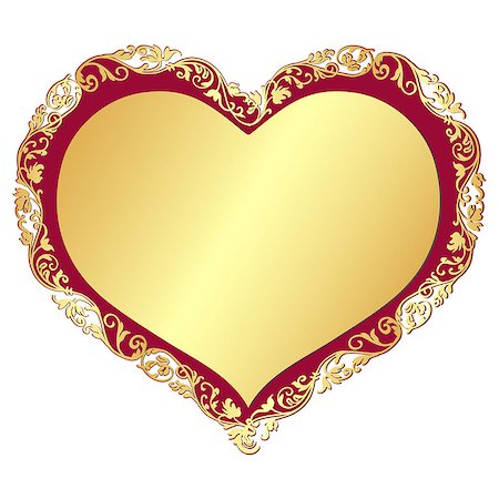 simsearch:400-07261564,k - Gold gradient valentine isolated frame in the shape of a heart with vintage pattern, vector Stock Photo - Budget Royalty-Free & Subscription, Code: 400-08711979