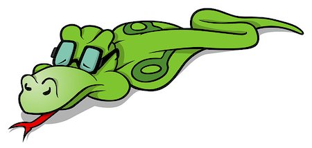 Sleeping Green Snake - Colored Cartoon Illustration, Vector Stock Photo - Budget Royalty-Free & Subscription, Code: 400-08711984