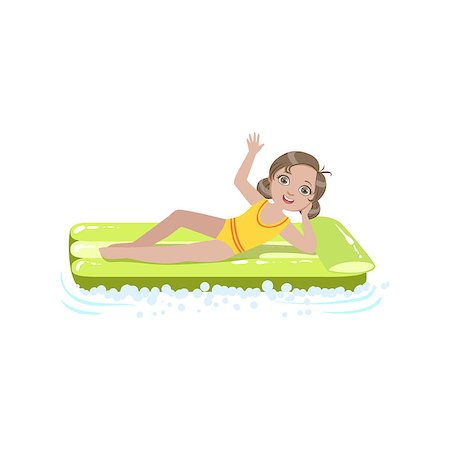 simsearch:400-08712017,k - Girl Laying On The Water On Air Bed Simple Design Illustration In Cute Fun Cartoon Style Isolated On White Background Foto de stock - Super Valor sin royalties y Suscripción, Código: 400-08712020